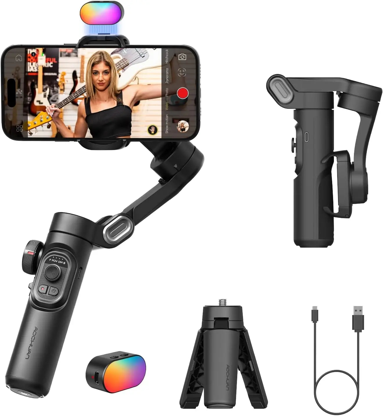 Smooth 3-Axis Gimbal Stabilizer for Smartphones – Foldable, Handheld, Anti-Shake Video & Vlog Support for iPhone & Android