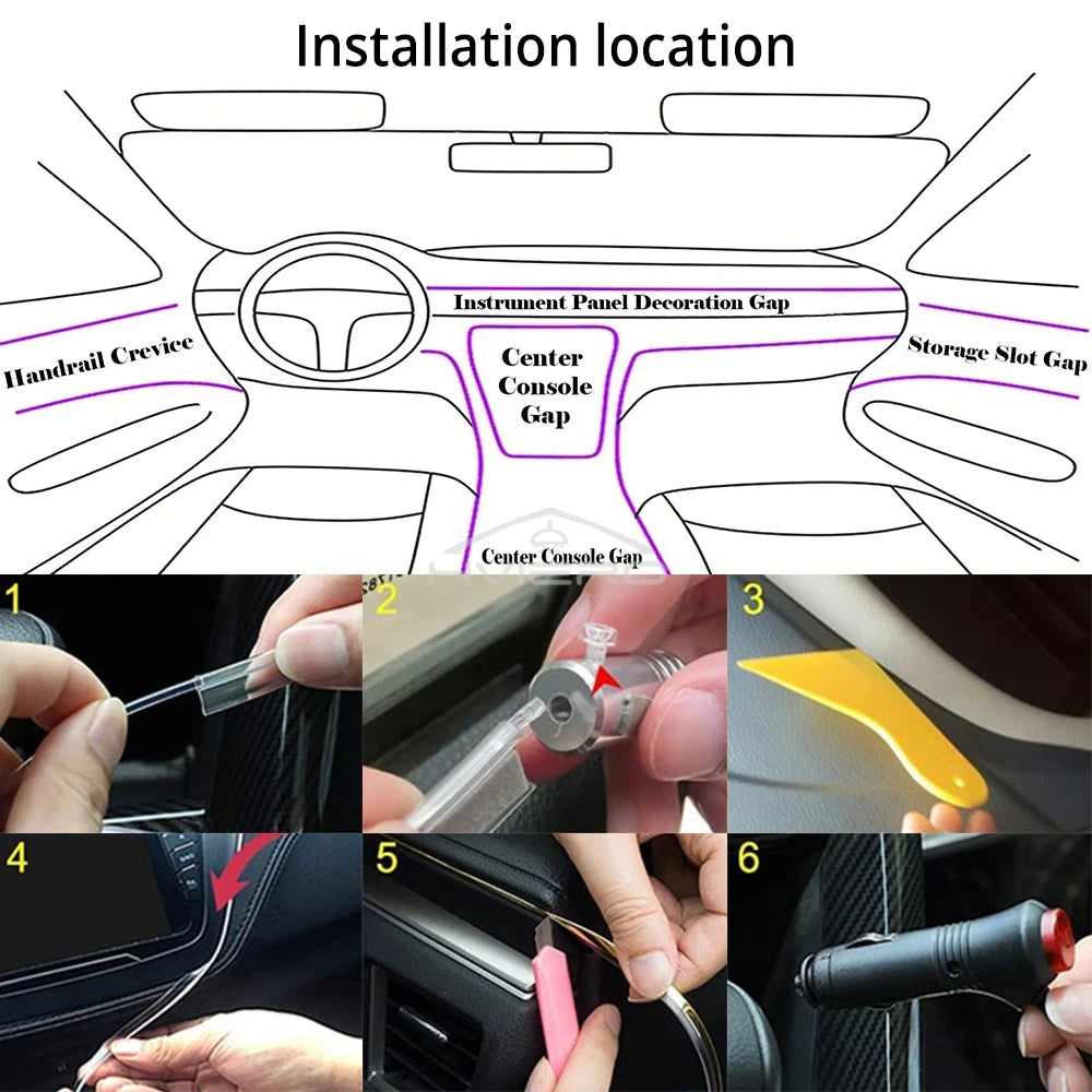Car Interior LED Strip Lights – RGB Ambient Lighting Kit with Music Sync, USB Powered, Universal Fit