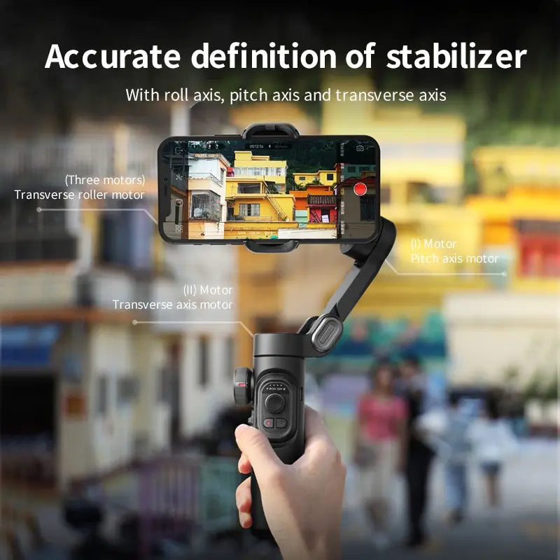 Smooth 3-Axis Gimbal Stabilizer for Smartphones – Foldable, Handheld, Anti-Shake Video & Vlog Support for iPhone & Android