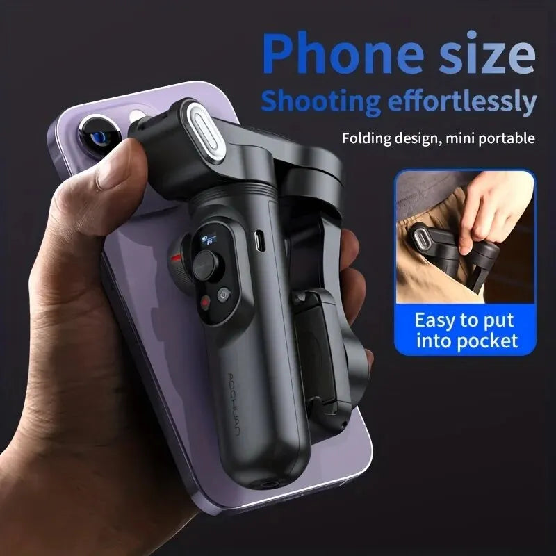 Smooth 3-Axis Gimbal Stabilizer for Smartphones – Foldable, Handheld, Anti-Shake Video & Vlog Support for iPhone & Android