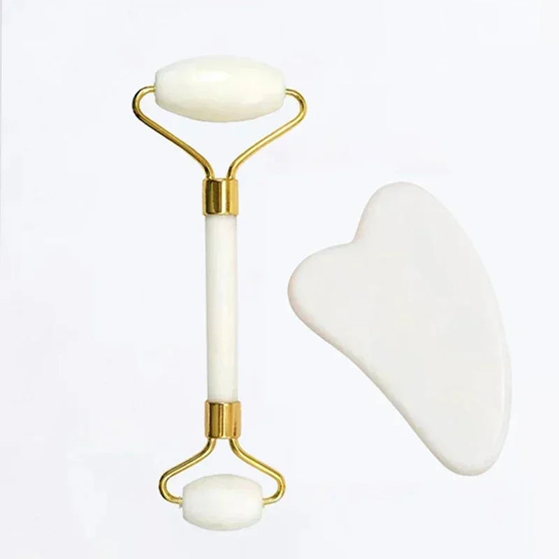 Natural Jade Roller &amp; Gua Sha Set – Stone Facial, Neck &amp; Body Massager, Acupoint &amp; Eye Care, Spa Lifting Massage Tool