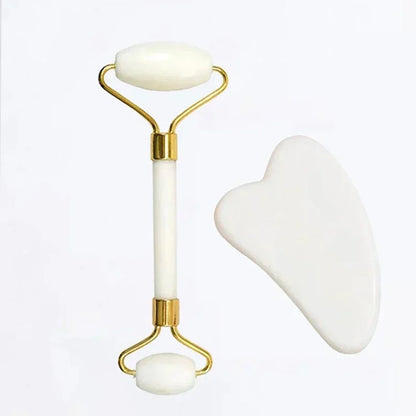 Natural Jade Roller &amp; Gua Sha Set – Stone Facial, Neck &amp; Body Massager, Acupoint &amp; Eye Care, Spa Lifting Massage Tool
