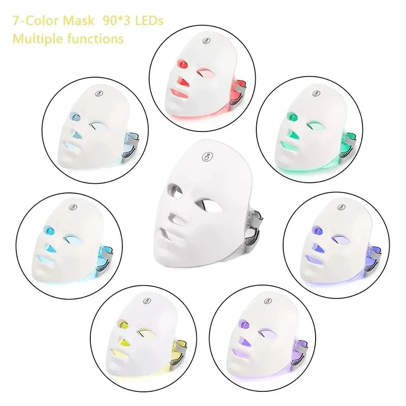 Facial LED Mask 7 Colors – Skin Rejuvenation, Lifting, and Brightening Home Skincare.
