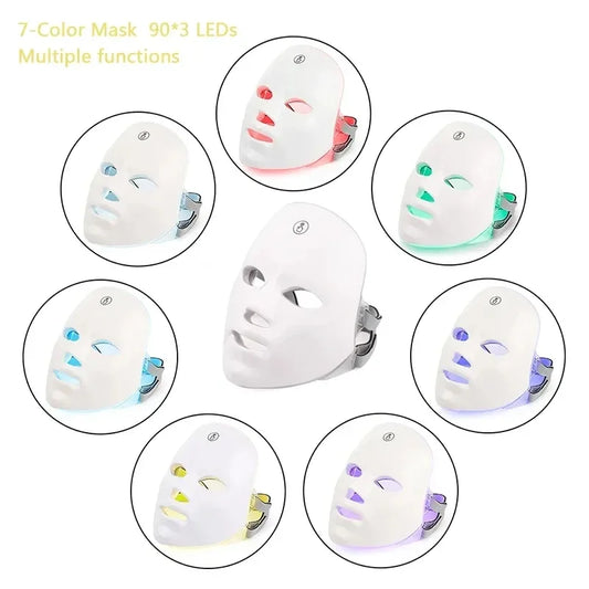 Facial LED Mask 7 Colors – Skin Rejuvenation, Lifting, and Brightening Home Skincare.
