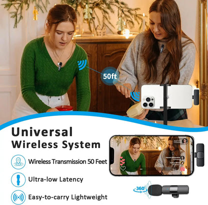 Wireless Lavalier Microphone – Professional Lapel Mic for iPhone &amp; Android, Ideal for Vlog, Podcast, Interview &amp; YouTube Recording