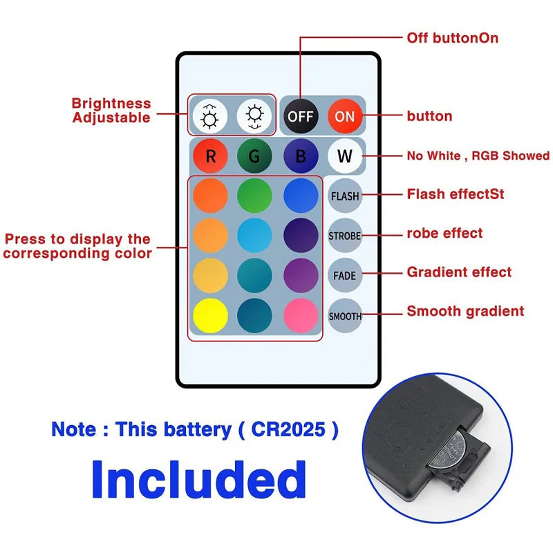 LED RGB Strip Light 5V USB – 24-Key Remote, Color & Brightness Control, Holiday Decoration