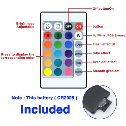 LED RGB Strip Light 5V USB – 24-Key Remote, Color & Brightness Control, Holiday Decoration