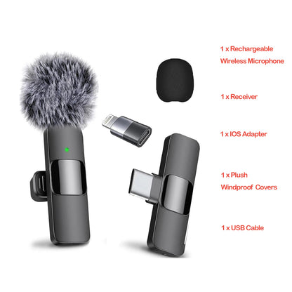 Wireless Lavalier Microphone – Professional Lapel Mic for iPhone &amp; Android, Ideal for Vlog, Podcast, Interview &amp; YouTube Recording