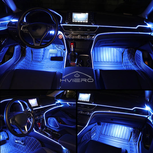 Car Interior LED Strip Lights – RGB Ambient Lighting Kit with Music Sync, USB Powered, Universal Fit