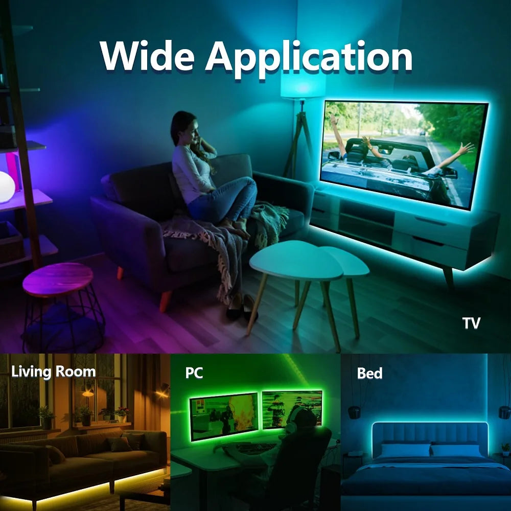 LED RGB Strip Light 5V USB – 24-Key Remote, Color & Brightness Control, Holiday Decoration
