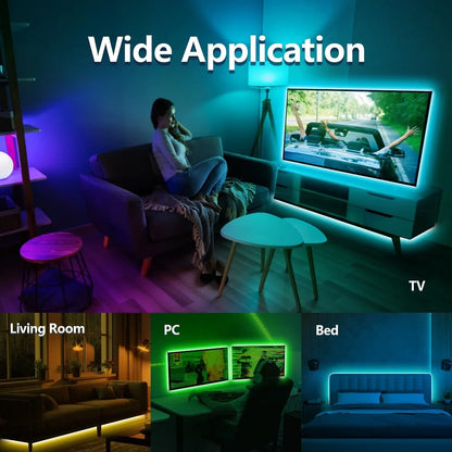 LED RGB Strip Light 5V USB – 24-Key Remote, Color & Brightness Control, Holiday Decoration