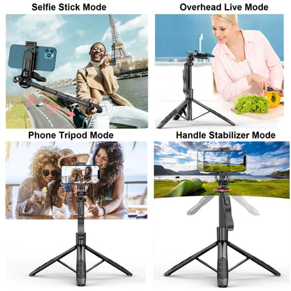 Selfie Stick Tripod with Remote – 60” Extendable Phone Stand, 360° Rotation, Overhead Tripod for iPhone &amp; Android