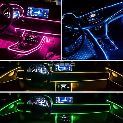 Car Interior LED Strip Lights – RGB Ambient Lighting Kit with Music Sync, USB Powered, Universal Fit