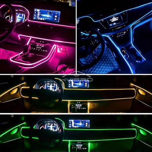 Car Interior LED Strip Lights – RGB Ambient Lighting Kit with Music Sync, USB Powered, Universal Fit