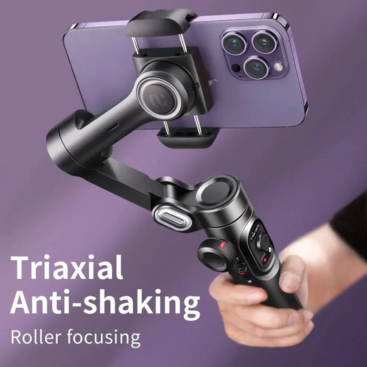 Smooth 3-Axis Gimbal Stabilizer for Smartphones – Foldable, Handheld, Anti-Shake Video & Vlog Support for iPhone & Android