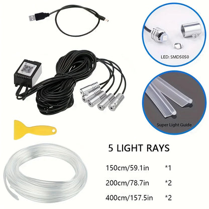 Car Interior LED Strip Lights – RGB Ambient Lighting Kit with Music Sync, USB Powered, Universal Fit
